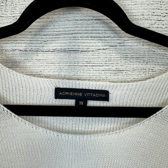 Adrienne Vittadini Plus Size White Knit Rolled Hem Happy Hour Sweater Size 3X - Picture 5 of 9